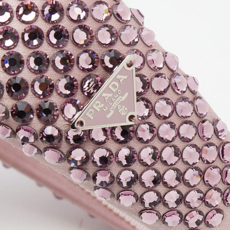 Pre Owned Prada Pink Crystal Embellished Satin Headband