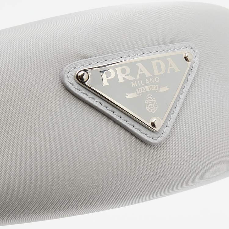 Pre Owned Prada Grey Enamel Logo Detail Re-Nylon Headband 