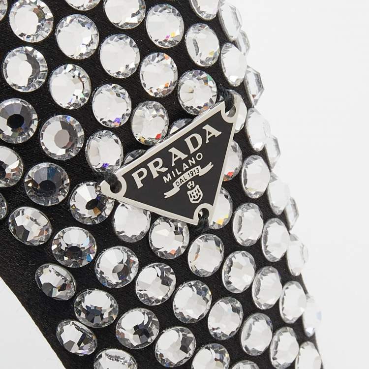 Pre Owned Prada Black Crystal Embellished Satin Headband