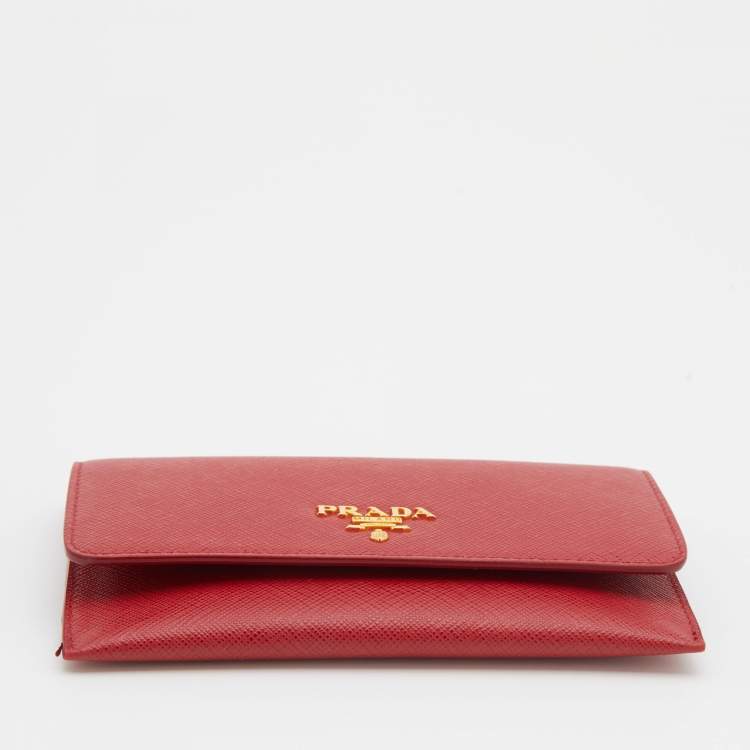 Pre Owned Prada Red Saffiano Leather Passport Cover 