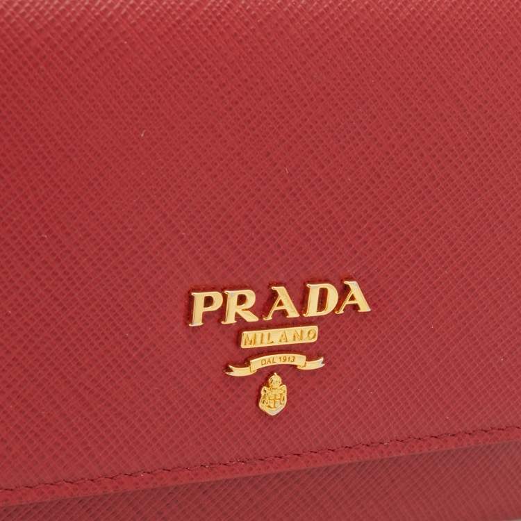 Pre Owned Prada Red Saffiano Leather Passport Cover 