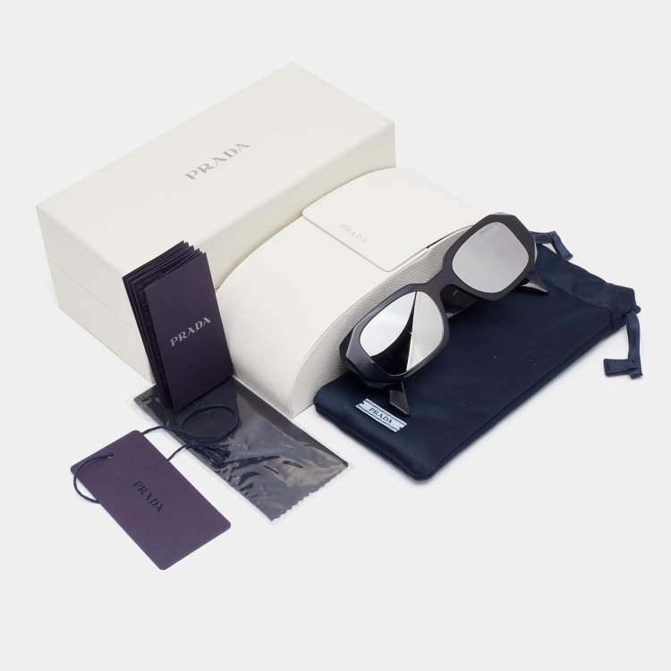 Pre Owned Prada Black/Slate Gray SPR17W Symbole Geometric Sunglasses