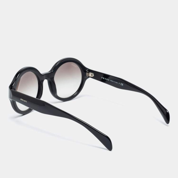Pre Owned Prada Black/ Grey Gradient SPR06Q Round Sunglasses