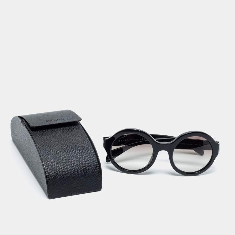Pre Owned Prada Black/ Grey Gradient SPR06Q Round Sunglasses