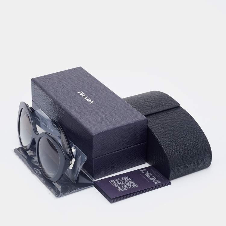 Pre Owned Prada Black/Grey Gradient SPR01Y Oval Sunglasses