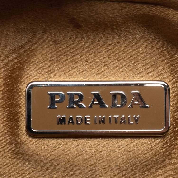 Prada Beige Satin Logo Cosmetic Pouch Prada | The Luxury Closet