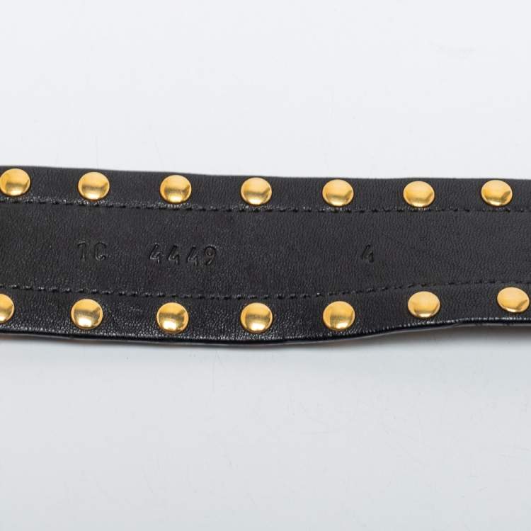 Pre Owned Prada Black Studded Leather Buckle Belt 85CM