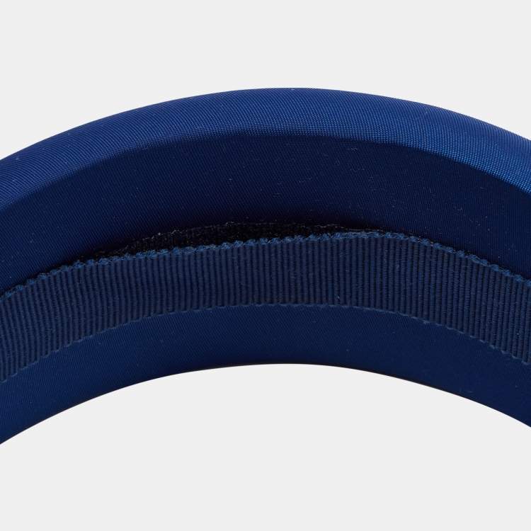 Pre Owned Prada Bluette Nylon Enameled Logo Wide Headband