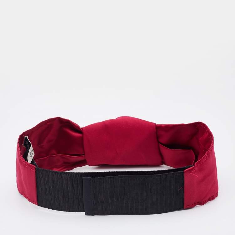 Pre Owned Prada Burgundy Silk Knotted Elasticized Waist Belt S