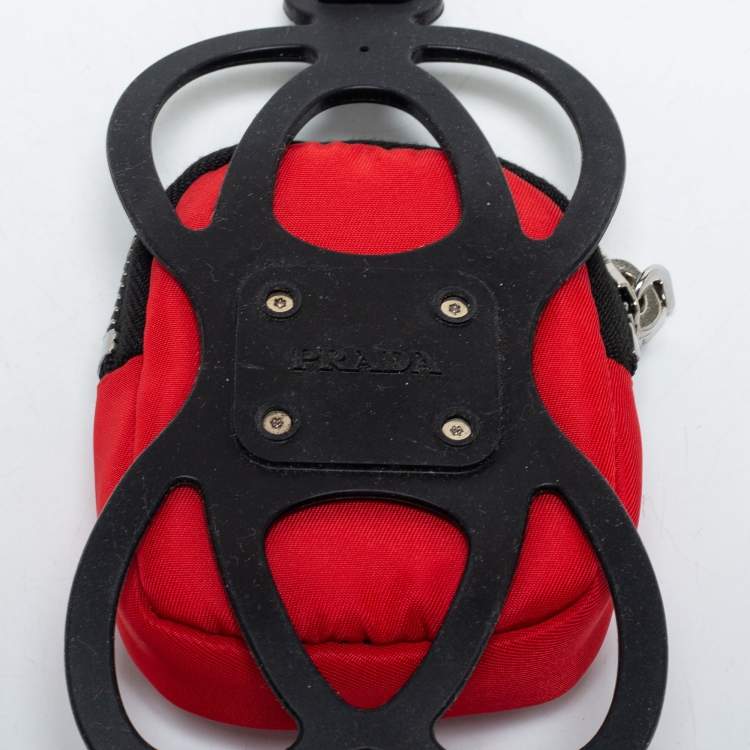 Pre Owned Prada Red/Black Nylon, Leather and Rubber Smartphone Phone Case Landyard