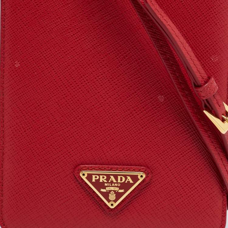 Pre Owned Prada Red Saffiano Lux Leather Smartphone Case