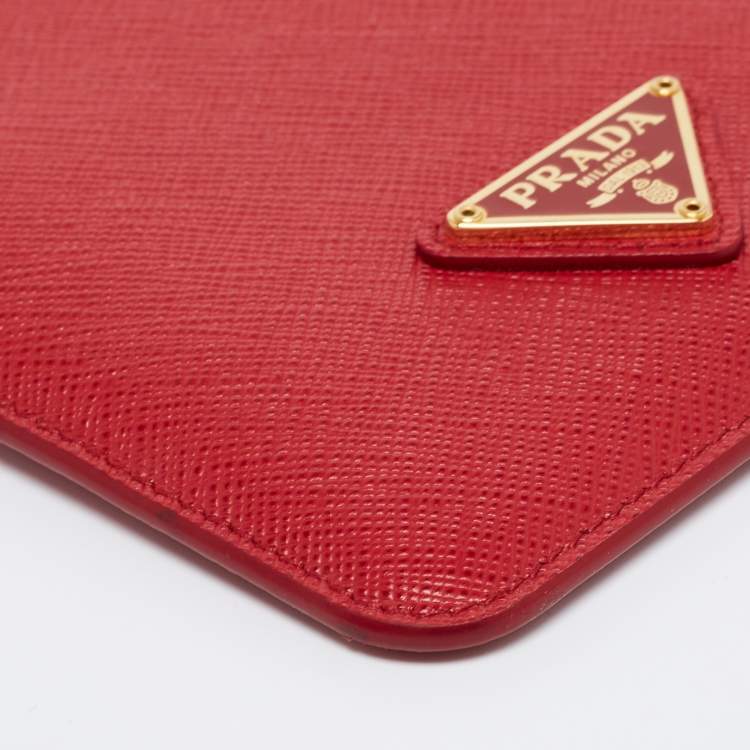 Pre Owned Prada Red Saffiano Lux Leather Smartphone Case