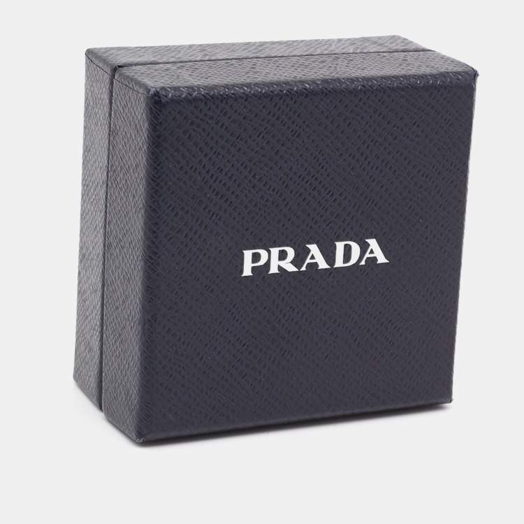 Pre Owned Prada Black Crystal Resin Enamel Embellished Silver Tone Adjustable Cord Bracelet