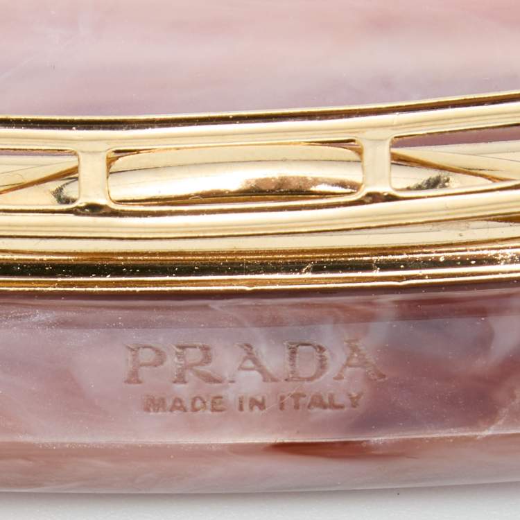 Pre Owned Prada Pink Crystal Embellished Plex Hair Clip