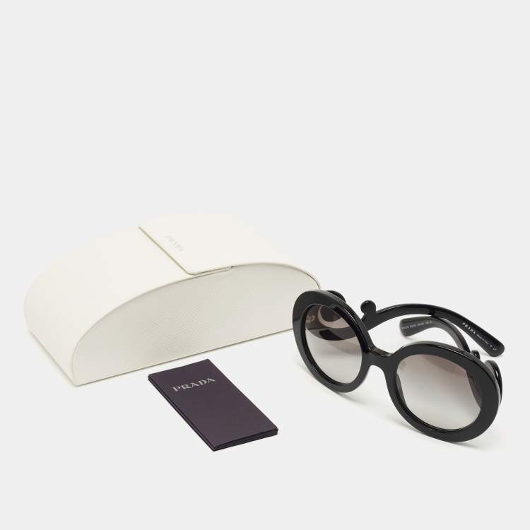 Pre Owned Prada Black SPR27N Baroque Round Sunglasses