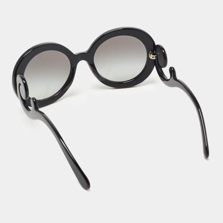 Pre Owned Prada Black SPR27N Baroque Round Sunglasses