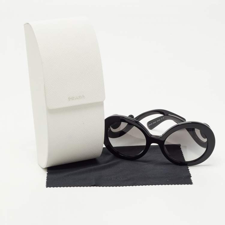 Pre Owned Prada Black SPR27N Baroque Round Sunglasses
