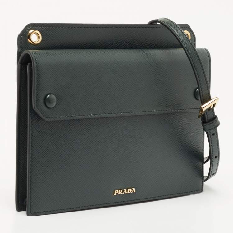 مملوكة مسبقًا Prada Green Saffiano Leather Smartphone Case