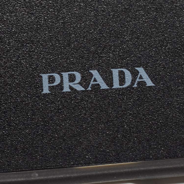 Pre Owned Prada Black/Gold Leather And Faux Crystal iPhone 13 Pro Max Case