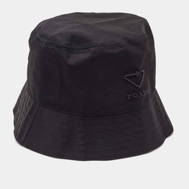 Prada Black Nylon Logo Plaque Bucket Hat Prada | TLC
