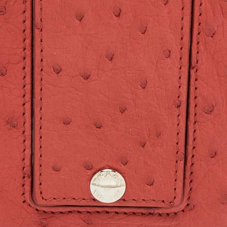 Pre Owned Prada Red Ostrich Luggage Name Tag
