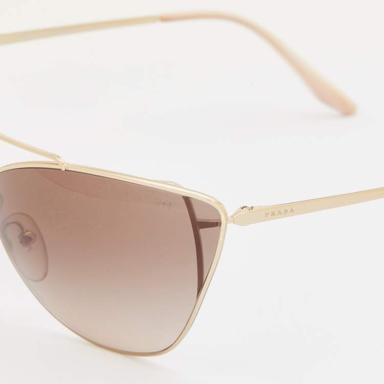 Prada Gold/Brown SPR 65V Aviator Sunglasses Prada | TLC
