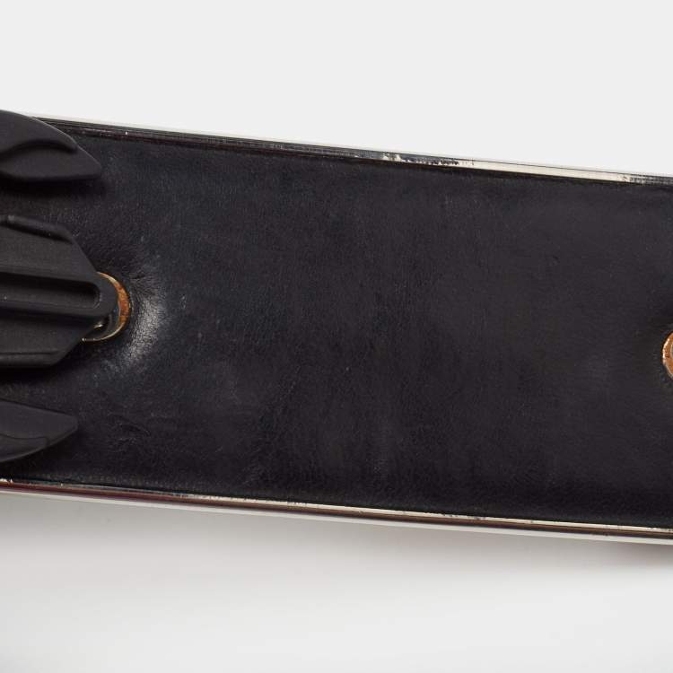 Pre Owned Prada Black Elastic Wide Logo Buckle Waist Belt 95 cm