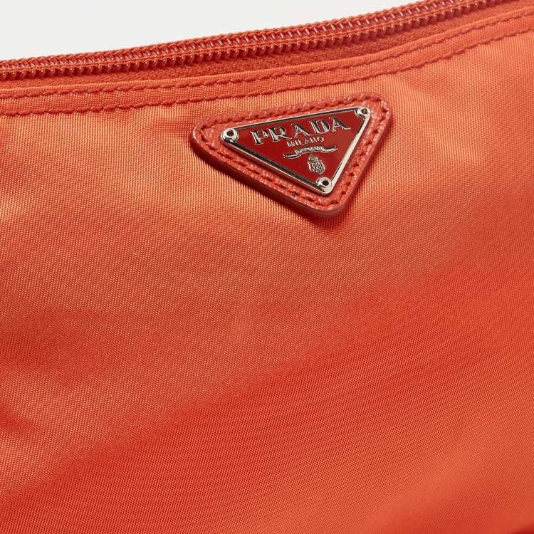 Pre Owned Prada Orange Nylon Cosmetic Pouch