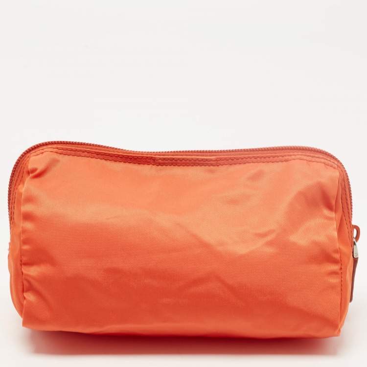 Pre Owned Prada Orange Nylon Cosmetic Pouch