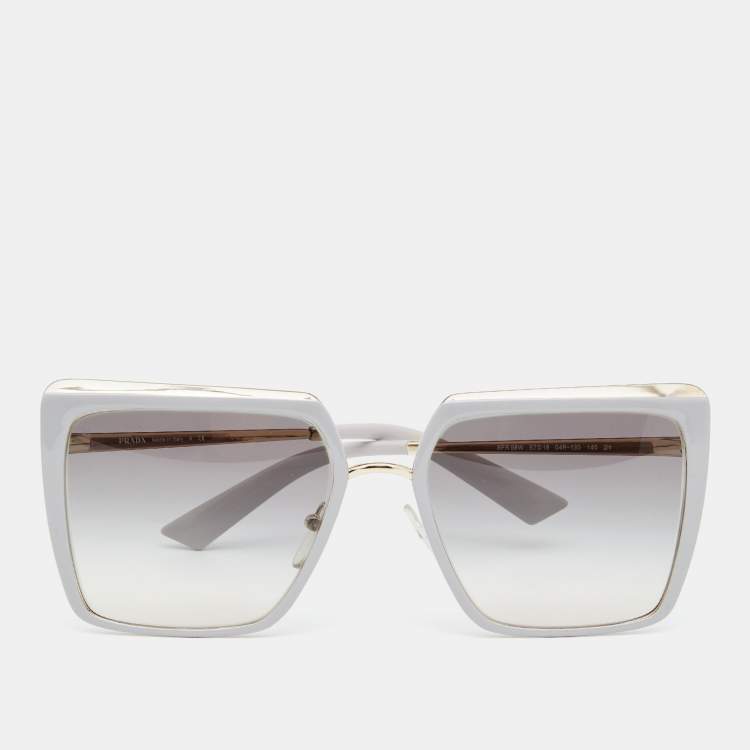 Pre Owned Prada Gold/Grey Gradient SPR58W Oversized Square Sunglasses