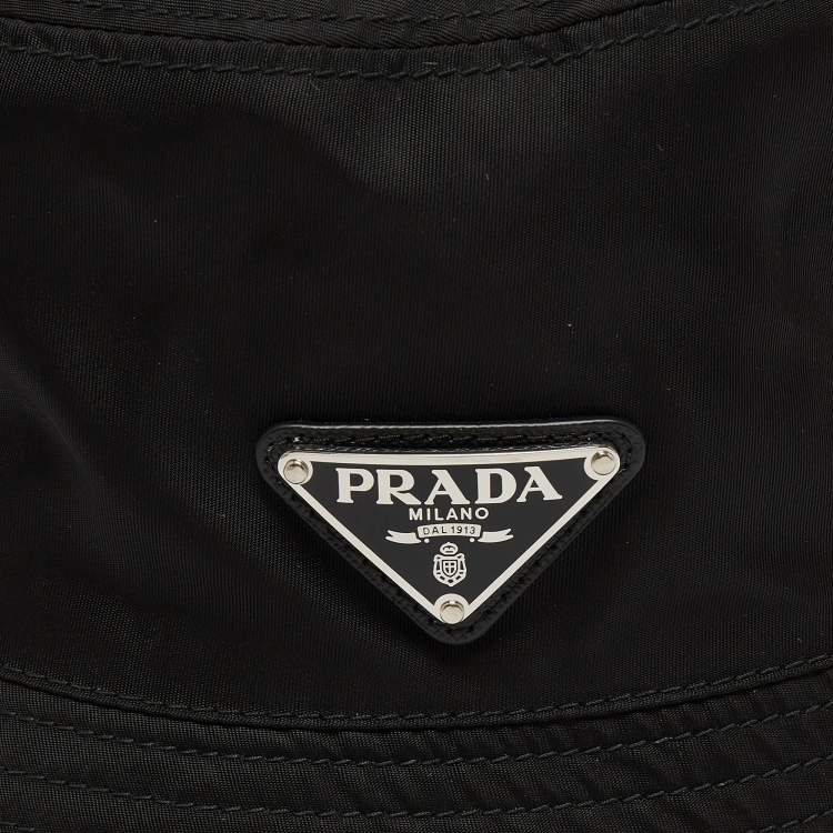 Pre Owned Prada Black Nylon Bucket Hat M