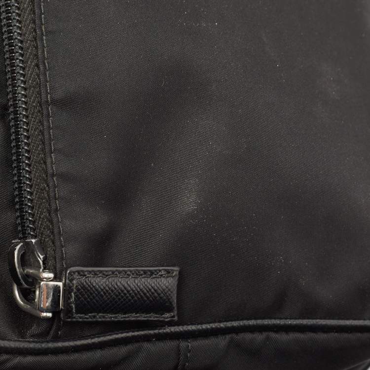 Pre Owned Prada Black Nylon Logo Cosmetic Pouch 