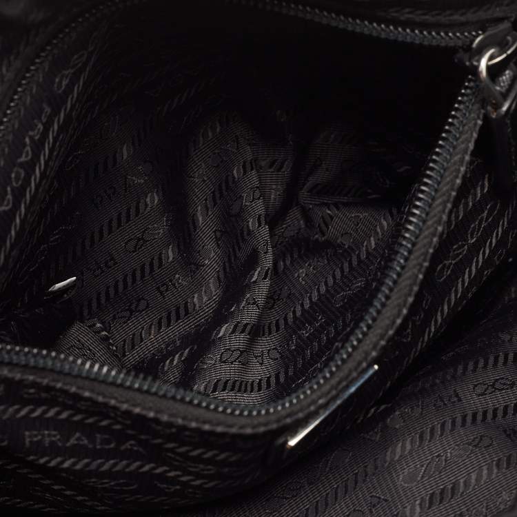 Pre Owned Prada Black Nylon Logo Cosmetic Pouch 