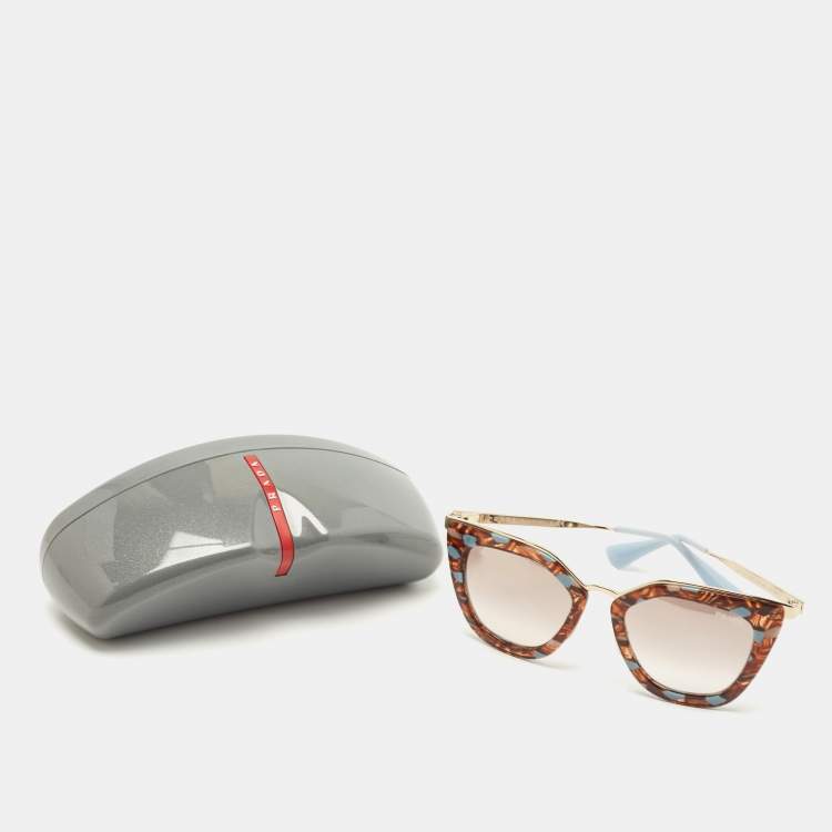 Pre Owned Prada Havana/Brown Gradient Cinema Cat-Eye Sunglasses