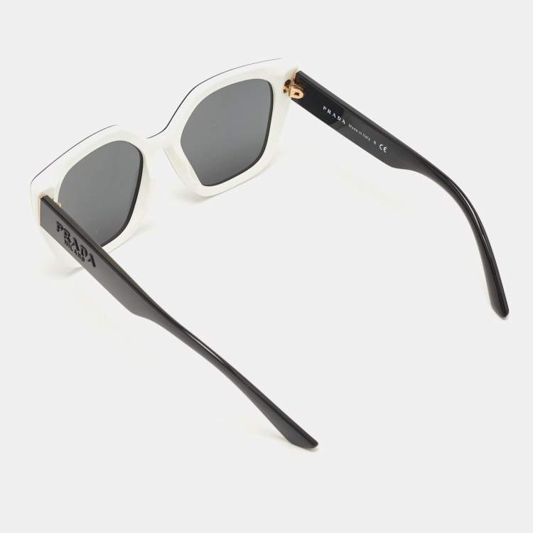 Pre Owned Prada Black/White SPR24X Cat Eye Sunglasses