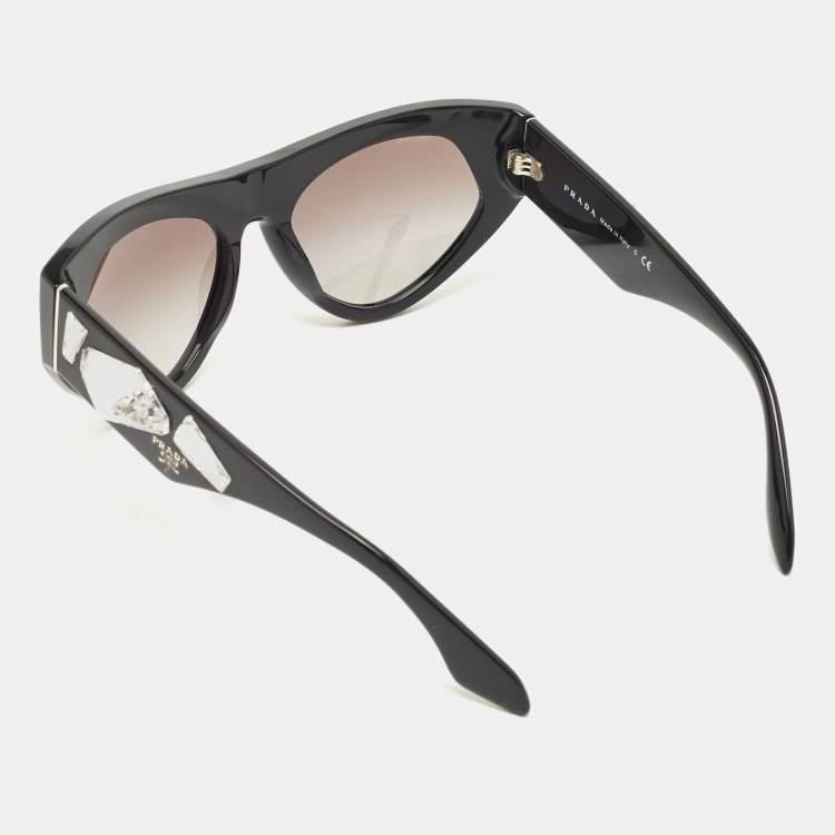 مملوكة مسبقًا Prada Black Crystals Embellished Cat Eye Sunglasses