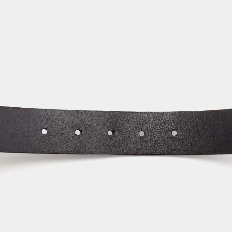 Pre Owned Prada Black Leather Buckle Belt 90CM