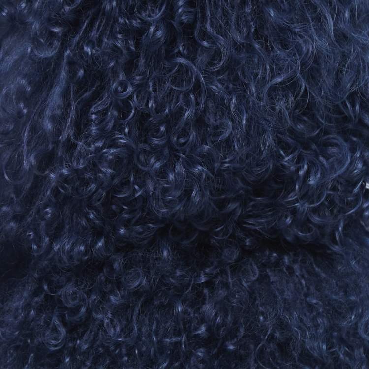Pre Owned Prada Navy Blue Fur Mongolian Stole