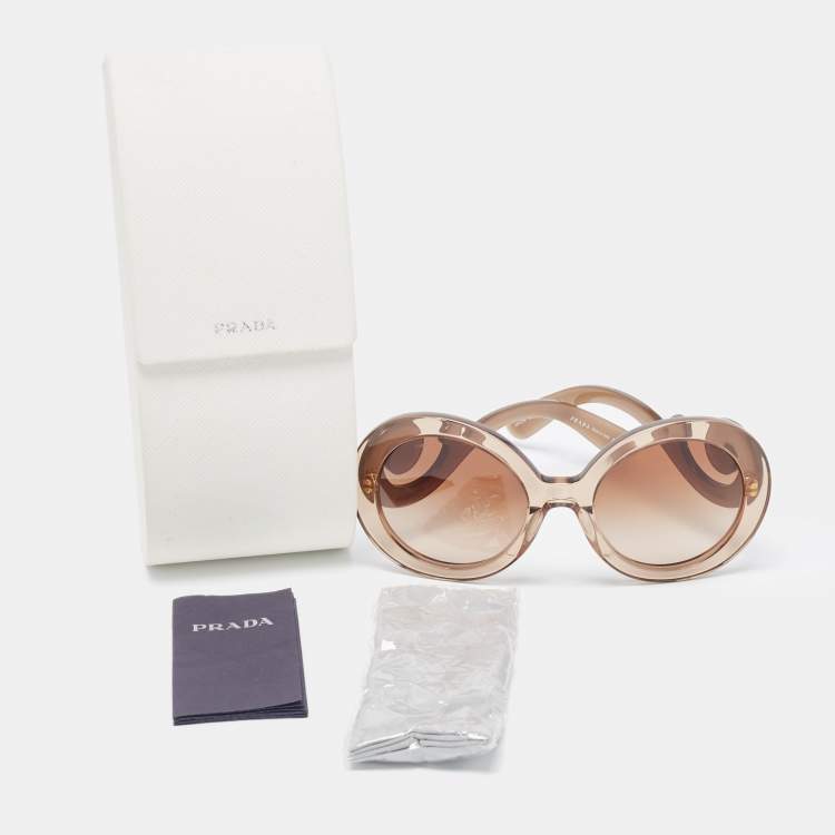 Pre Owned Prada Brown Gradient SPR27N Baroque Round Sunglasses