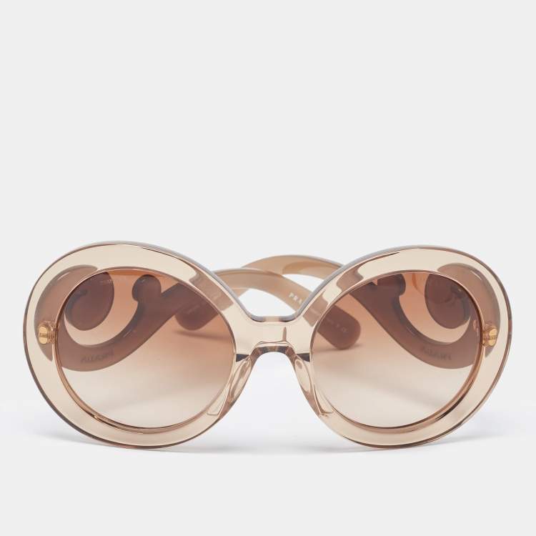 Pre Owned Prada Brown Gradient SPR27N Baroque Round Sunglasses