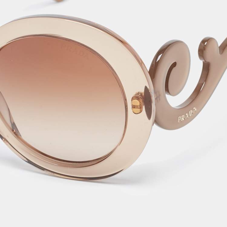 Pre Owned Prada Brown Gradient SPR27N Baroque Round Sunglasses