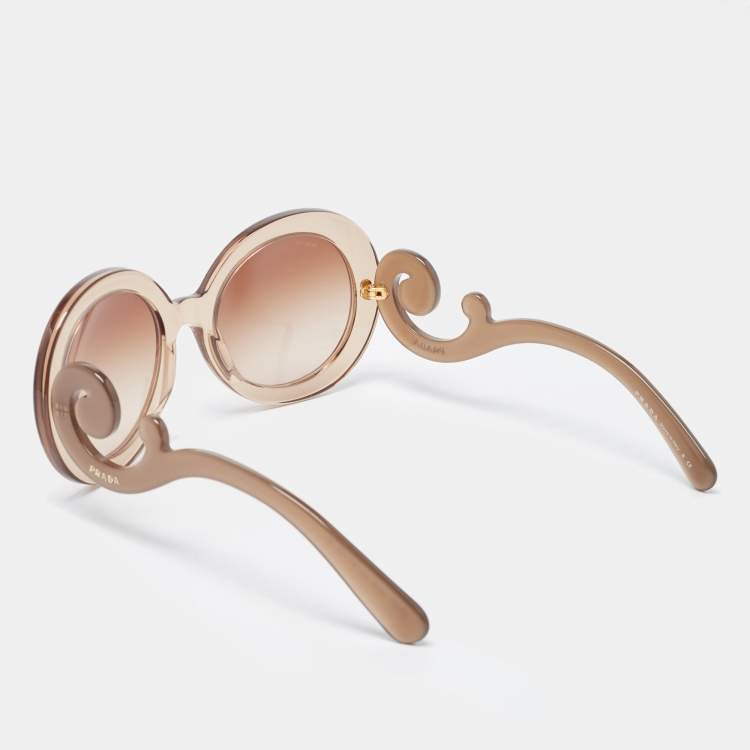 Pre Owned Prada Brown Gradient SPR27N Baroque Round Sunglasses