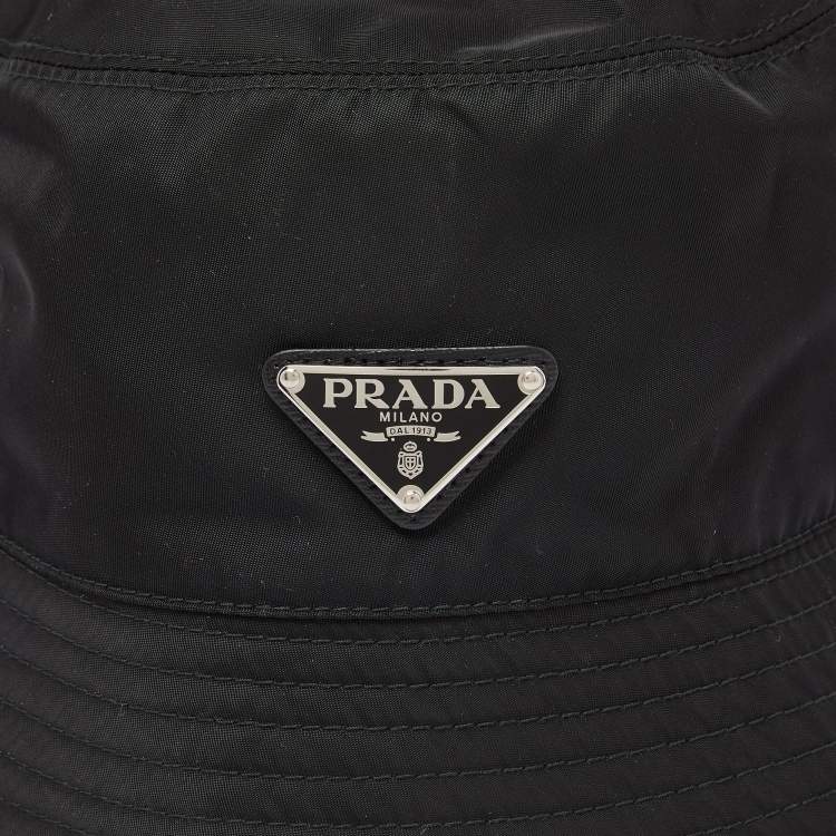 Pre Owned Prada Black Re-Nylon Bucket Hat L