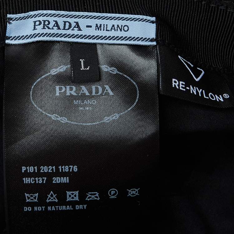 Pre Owned Prada Black Re-Nylon Bucket Hat L