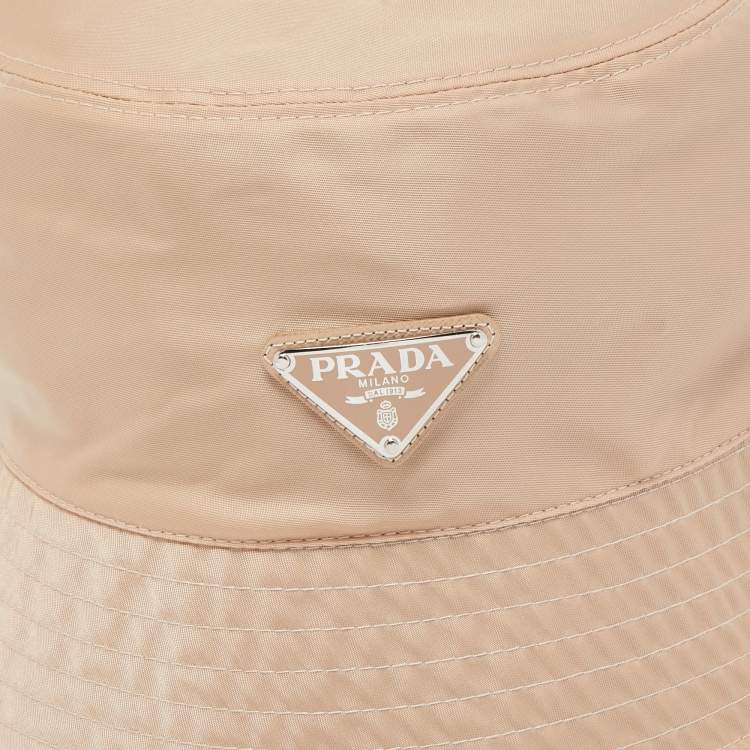 Pre Owned Prada Beige Nylon Bucket Hat M