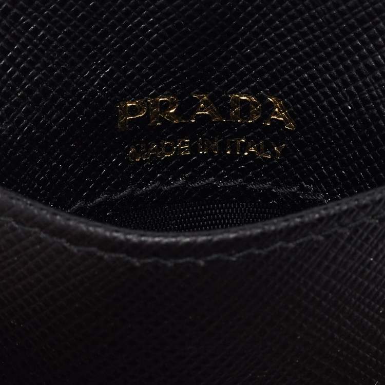 Pre Owned Prada Black Saffiano Leather ID Badge Holder