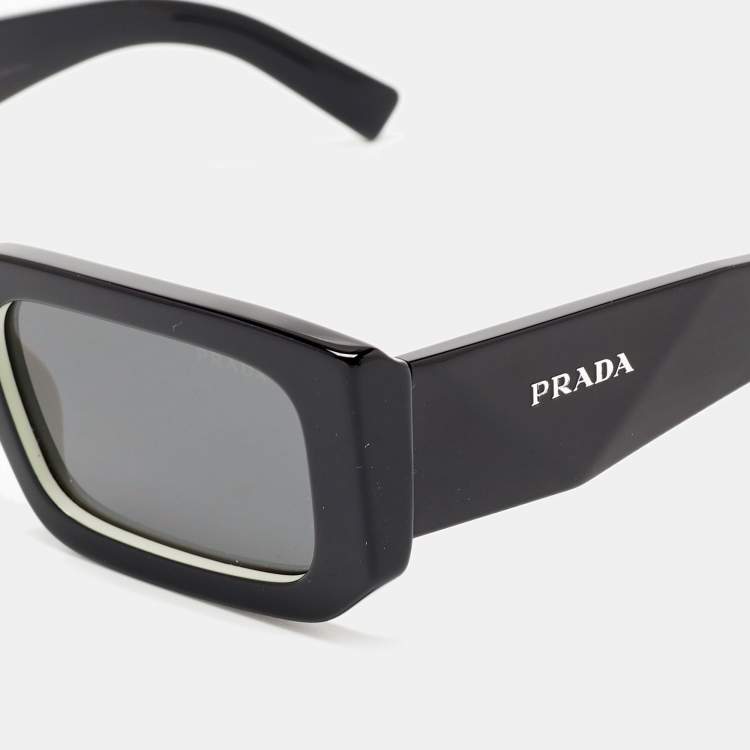 Pre Owned Prada Black SPR06Y Rectangular Sunglasses