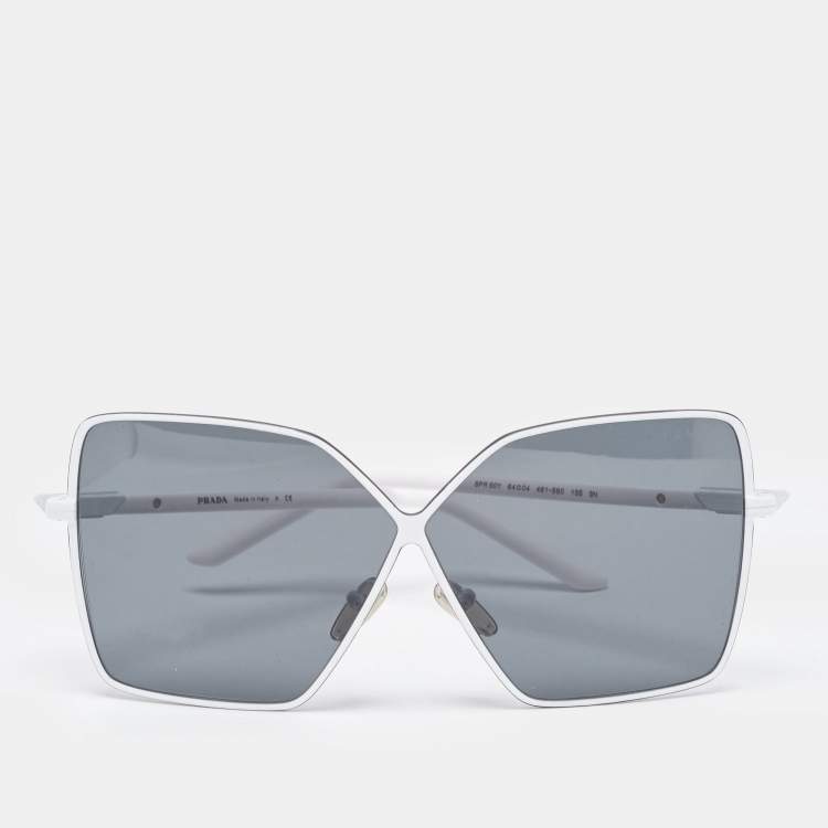 Pre Owned Prada White/Black SPR50Y Butterfly Sunglasses