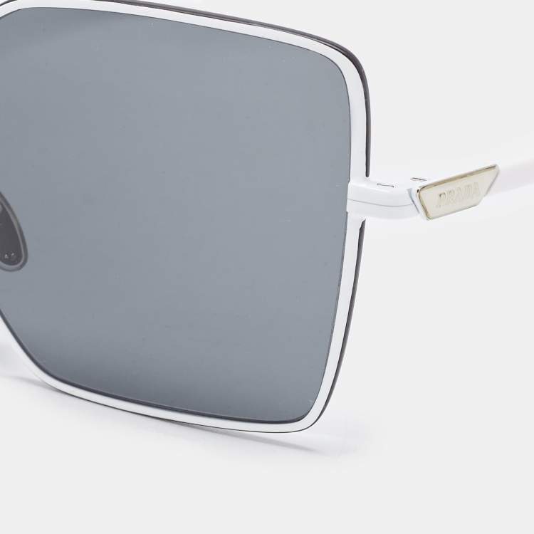 Pre Owned Prada White/Black SPR50Y Butterfly Sunglasses