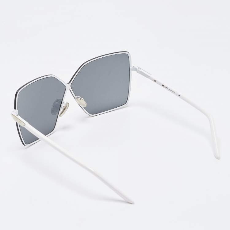 Pre Owned Prada White/Black SPR50Y Butterfly Sunglasses